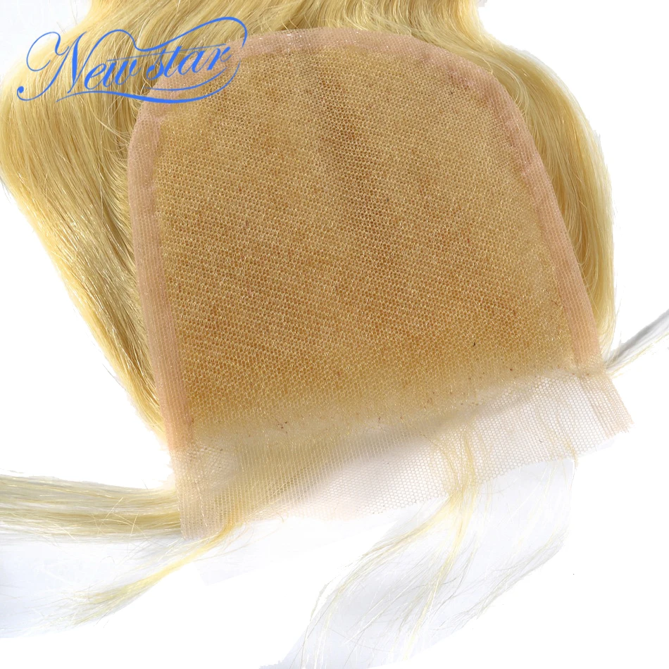 Новая звезда блонд бразильские волосы remy блонд#613 объемная волна Кружева Закрытие свободная часть 4x4 швейцарское кружево 1"-20" дюймов с волосами младенца