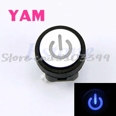 

Blue Led Light Power Symbol Push Button Momentary Latching Computer Case Switch Drop Ship