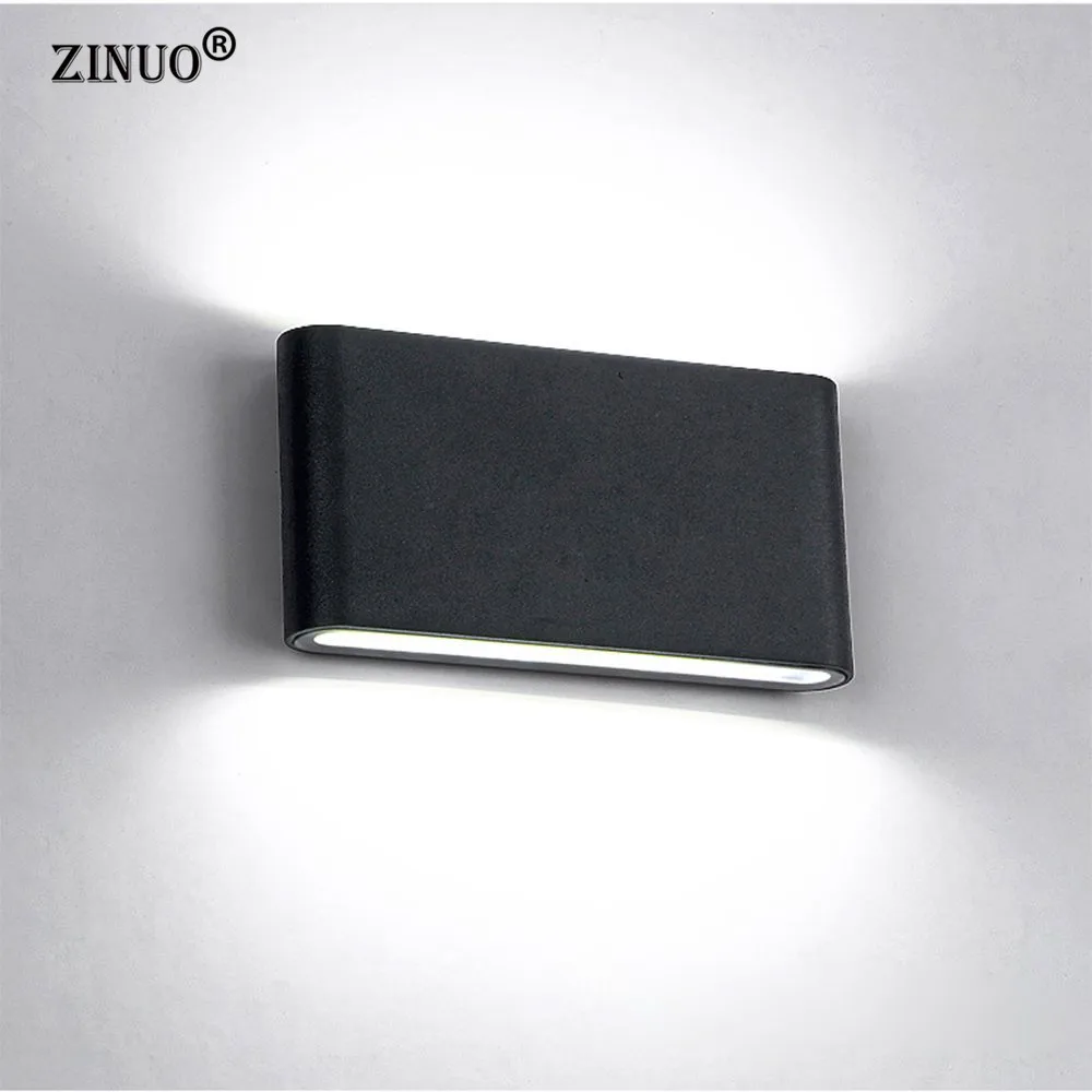Zinuo IP65 Водонепроницаемый 12 Вт УДАРА СВЕТОДИОДНЫЙ светильник настенный AC85-265V светильники наружного бра простой Стиль Indoor/Outdoor украшения