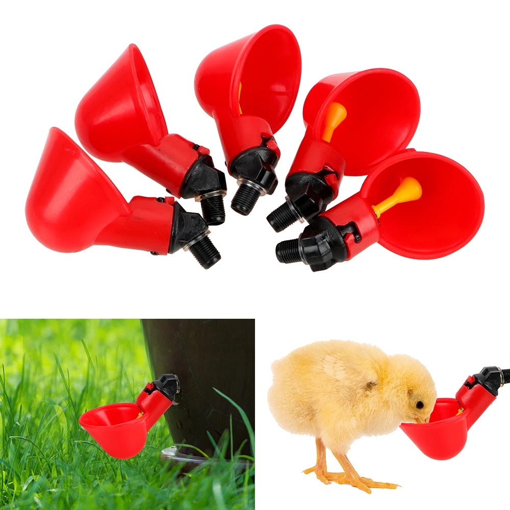 5Pcs Automatic Chicken Hen Water Cups Poultry Coop Drinking Bowl Plastic Waterer