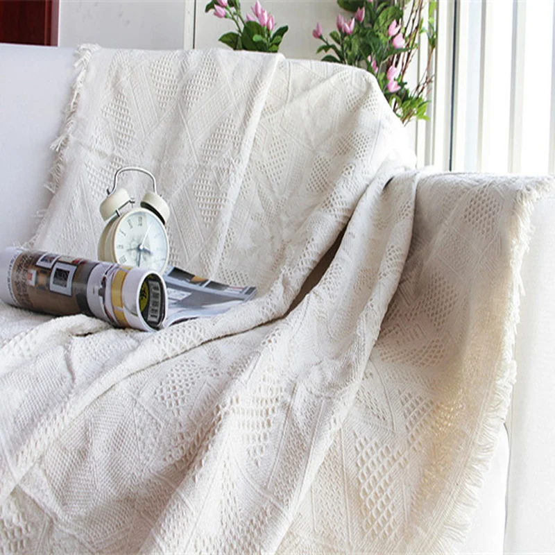 

All match European Exports Throw Blanket Beige Sofa Cover Geometric Plaid Slipcover Cobertor Soft Thread Blankets For Beds