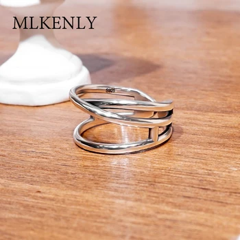 

925 silver open ring Korean version of Dongdaemun sterling silver ring female retro striped jewelry S925 Thai silver jewelry jew