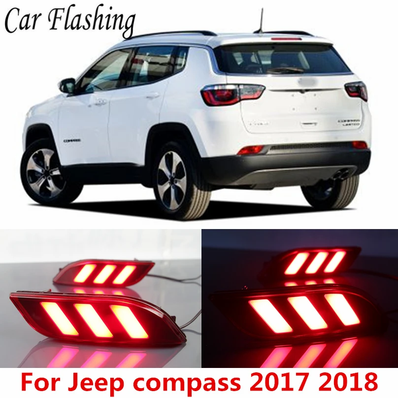 Car Flashing 1set for Jeep compass 2017 2018 Car warning LED Reflector