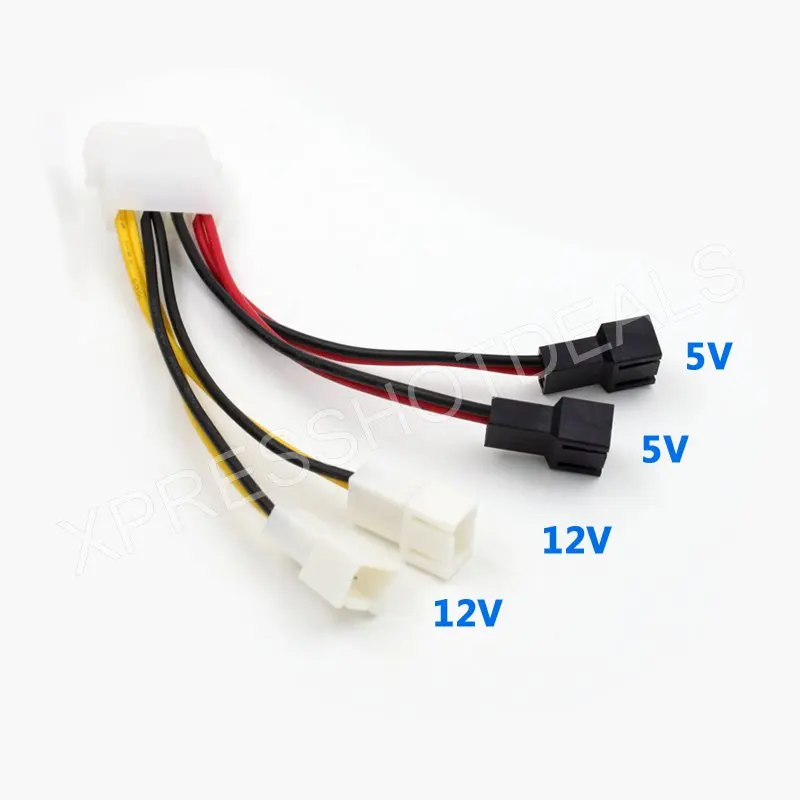 

PC Fan 4Pin Convert to 2pin/3pin (2x12V) (2x5V) Y-Splitter Cable Connector