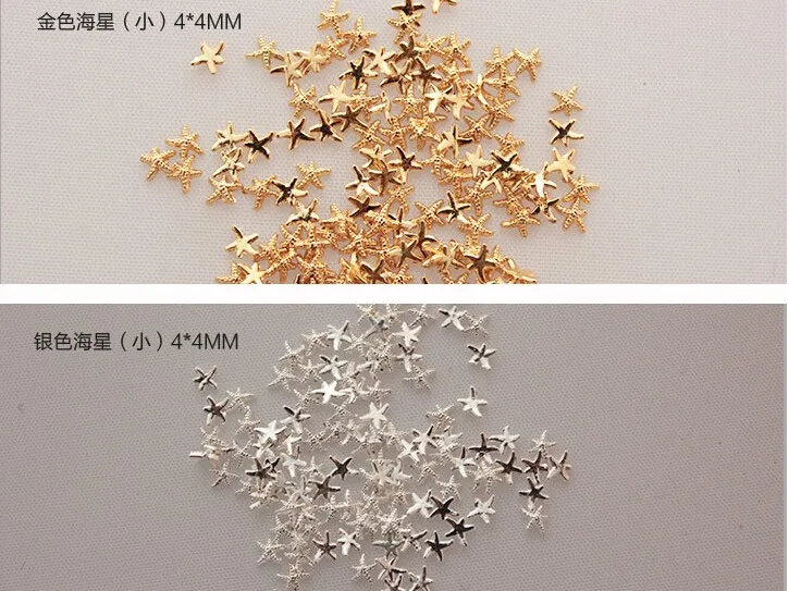 Estrela do Mar Cavalo do Mar Arte do Unha Tamanho Ouro Prata Mar Projetos Lotes 5000 Pçs Concha Pregos Encantos 2020 Chegada Nova 2 - 3 4 5mm 4 2 3 4 5mm tamanho ouro prata