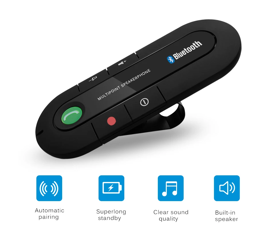 ANLUD Bluetooth автомобильный комплект громкой связи беспроводной Bluetooth динамик телефон MP3 музыкальный плеер Солнцезащитный козырек клип Громкая связь с автомобильным зарядным устройством