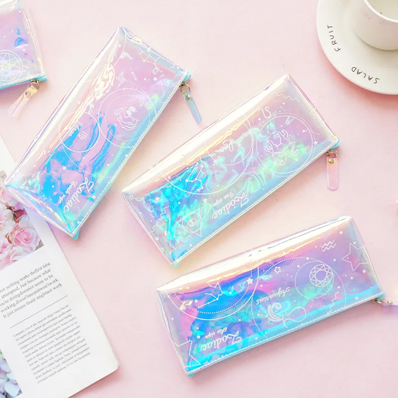 

1Pcs Kawaii Pencil Case 12 constellation laser Gift Estuches School Pencil Box Pencilcase School Supplies Stationery