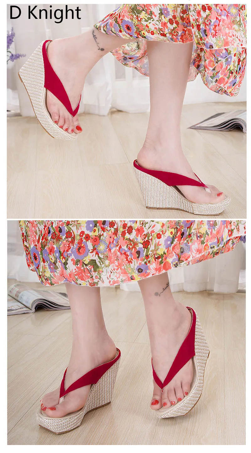 Bohemia Summer Platform Wedges Sandals Comfortable Slip On Slippers Black Red Pink Flip Flops Wedges Heels Sandalias Plataforma (20)