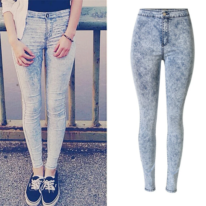 

New 2018 Spring Summer Stretchy Snow Wash Blue Jeans Woman Denim Pants Trousers For Women Pencil Skinny Jeans
