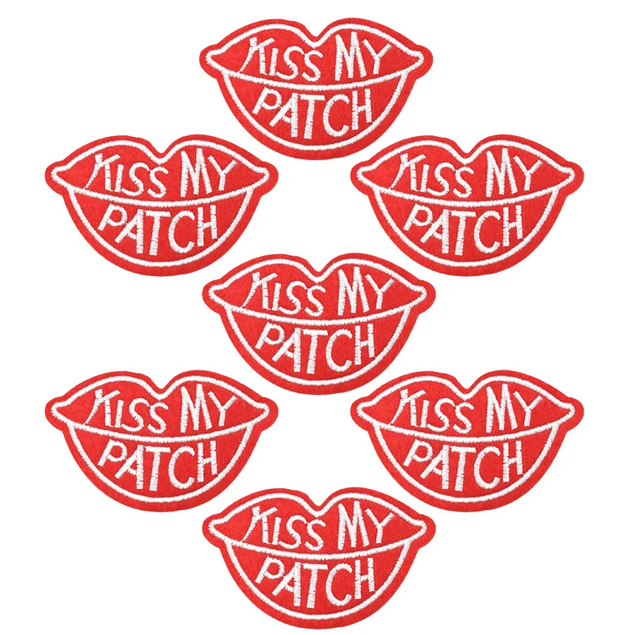 

10pcs Kiss my patches badges for clothing iron embroidered patch applique iron sew on patches sewing accessories for DIY clothes