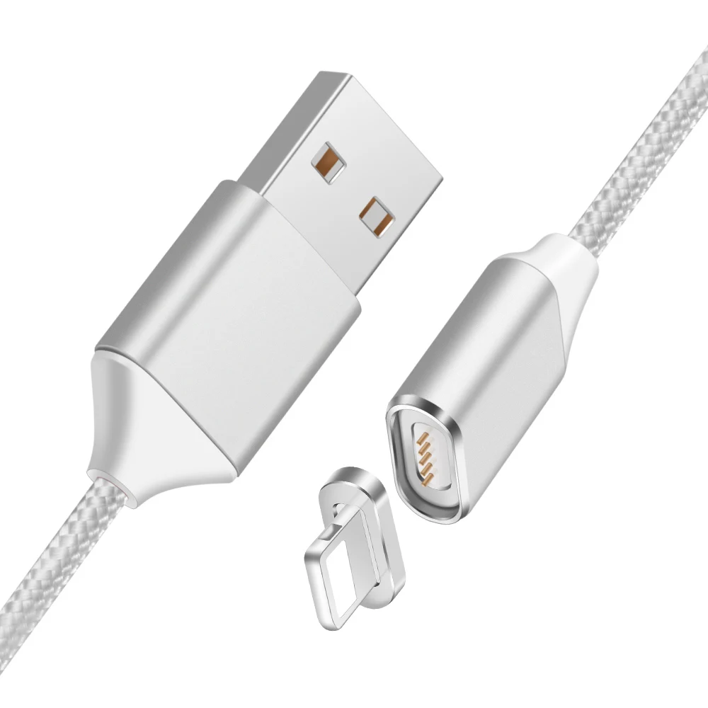 Магнитный usb-кабель Олаф для iPhone Xs Max Xr X 8 7 6 6s Plus 5 5S se iPad, кабель для быстрой зарядки и передачи данных, Магнитный зарядный шнур - Цвет: Silver IOS Cable