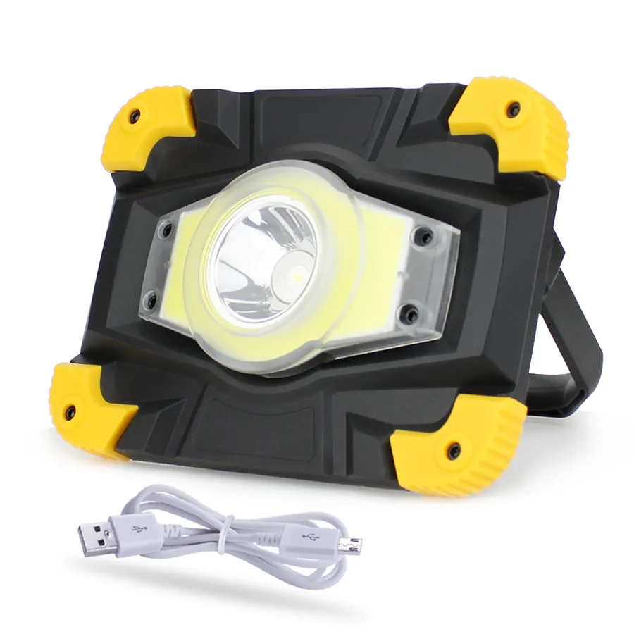 20 Вт светодиодный портативный прожектор светодиодный рабочий свет Перезаряжаемый 18650 батарея Открытый прожектор фонарь прожектор для охоты рыбалки - Испускаемый цвет: Цвет: желтый
