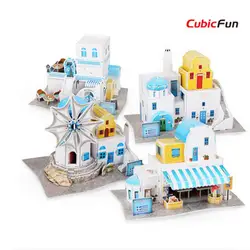 Кубическая забава DIY Дом 3D пазл Греция особенность картон Модель Сборка головоломка 3D мир стиль игрушки для детей рождественские подарки