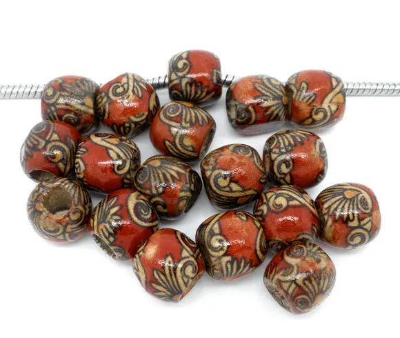 

Free Shipping 100pcs Painted Drum Wood Beads Fits Charm Bracelet 11x12mm J2707