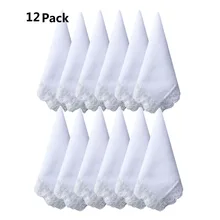 BAIYIXIN дамы 60 S хлопчатобумажные носовые платки женские мягкие однотонные чисто белое кружевное Hankies для свадебной вечеринки 12 шт