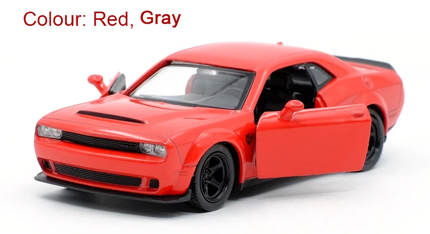1:36 Dodge Challenger Srt Demon Sports Car Alloy Diecast Car Model Toy With Pull Back For Children Gifts Toy Collection