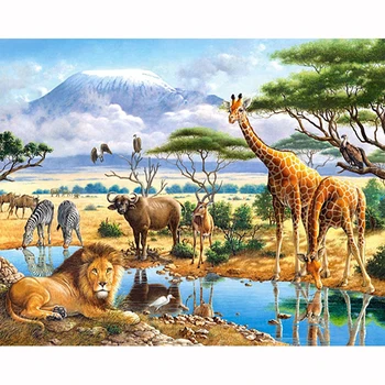 

5D DIY Diamond Painting Diamond Embroidery Animal World Full Display circular Picture Of Rhinestones Decor Gift