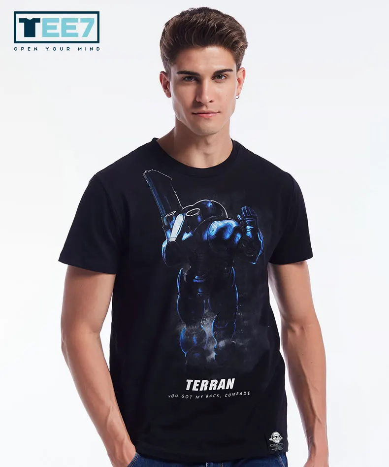 TEE7 игра звезда хлопок Футболка Protoss Zerg Terran короткий рукав o-образным вырезом футболки мужская повседневная одежда