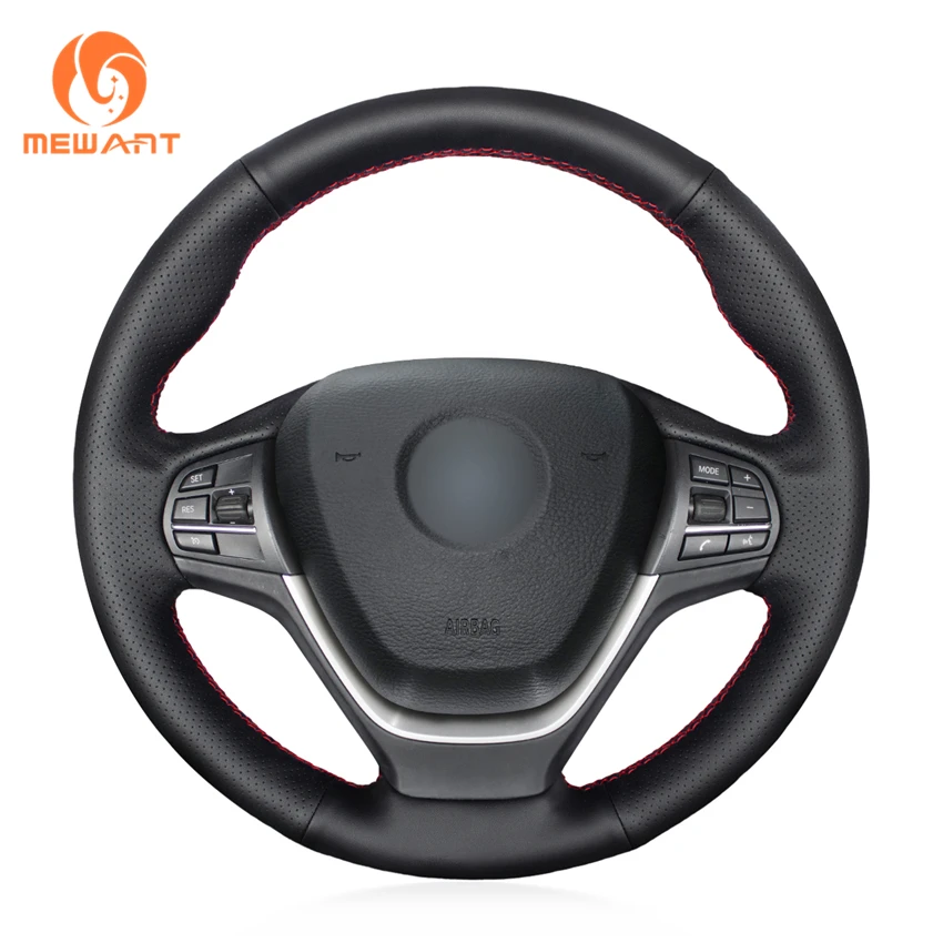 MEWANT Black Artificial Leather Car Steering Wheel Cover for BMW X3 F25
