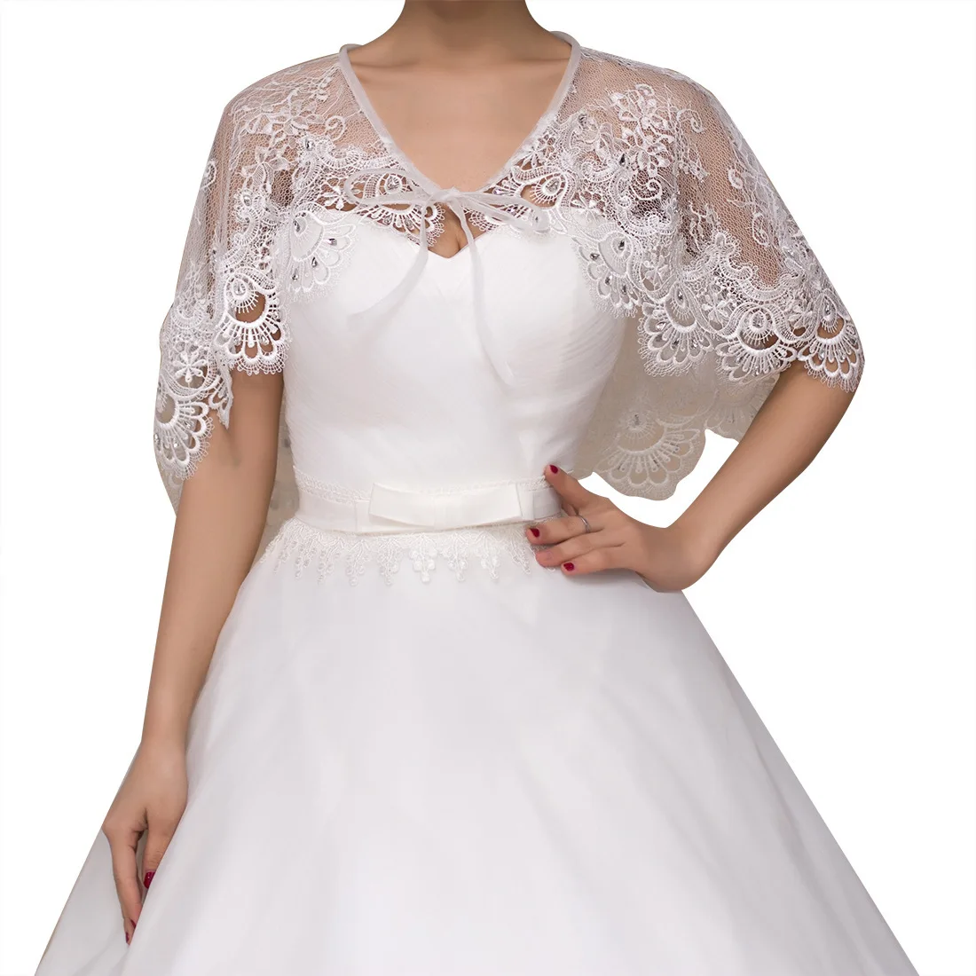 Vivian S Bride 2018 Wedding Dress Yarn Shawl White Crocheted