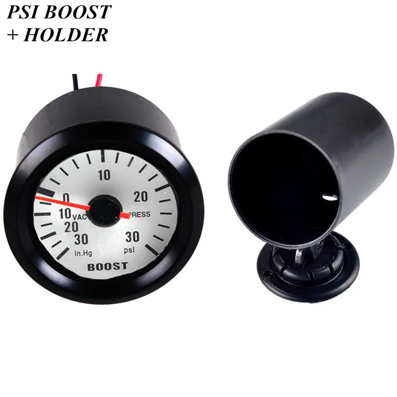 

EE support 2" 52mm Black Shell White Screen Car Clock Dials Blue Led Pointer PSI Turbo Boost Gauge Boost Meter + Pod Holder XY01