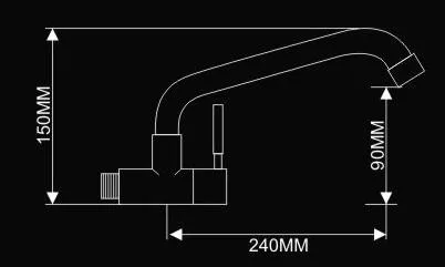 stainless steel wall Mount One Handle One Hole Pot Filler Faucet Only Cold Water With Lever Handles and a Swivel kitchen sink with drainboard