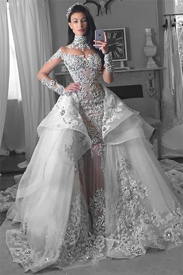 glamorous-long-sleeves-tulle-high-neck-2018-bride-dresses-appliques-wedding-dresses-with-detachable-over-skirt-vestido-casamento