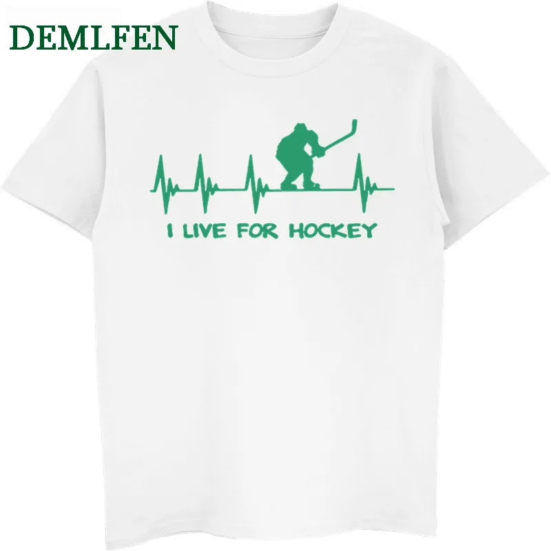 

Fashion Men's Casual Short Sleeve O-neck T-shirt Funny I Live For Hockeyer Heartbeat T Shirt Hip Hop Tees Tops Streetwear