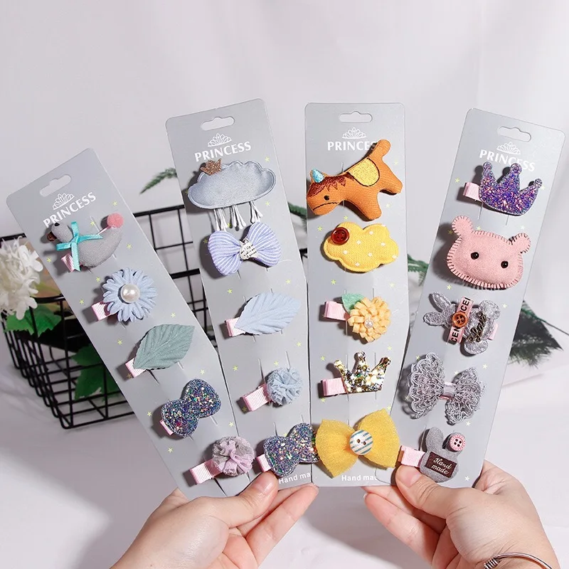 

Hot Sale 5 PCS Kids Infant Lovely Cute Fashion Hairpin Baby Girl Cartoon Animal Motifs Clip Set Beautiful Hair Accessories