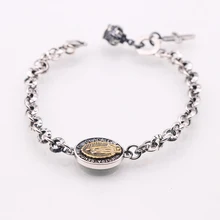 SOQMO из натуральной 925 пробы серебряные винтажные браслеты для женщин христианские девственные ювелирные изделия Mary ретро браслет для мужчин