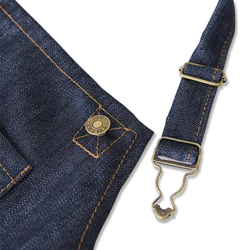 KONCO Durable Denim Jean Aprons Adjustable Jean Aprons with 3 Pockets for Men Women Working Baking Aprons for Restaurant Cafe
