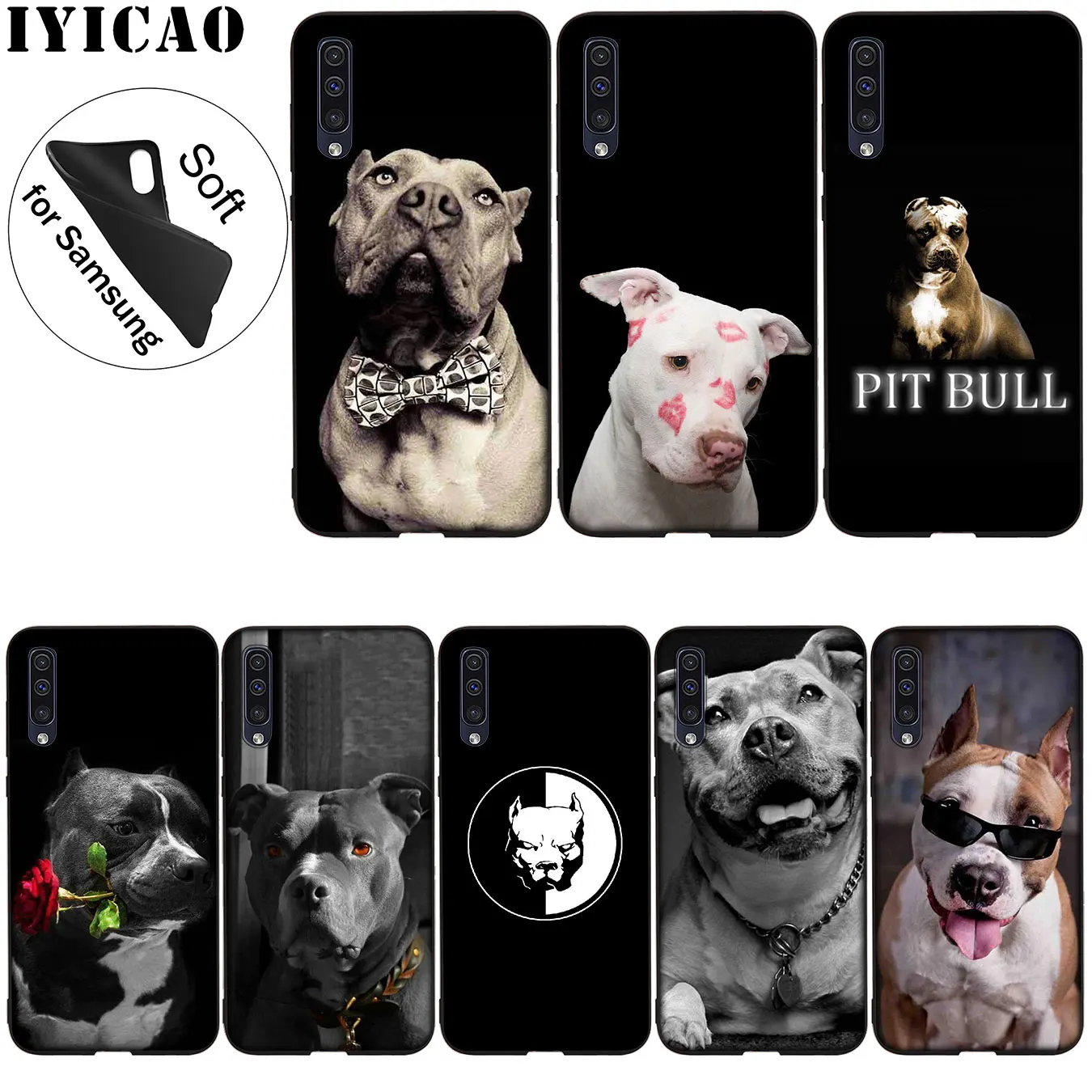 Черный мягкий силиконовый чехол Pit Bull для Samsung Galaxy A70 A60 A50 A40 A30 A20 A10 A50S A40S A30S A20E A10S |
