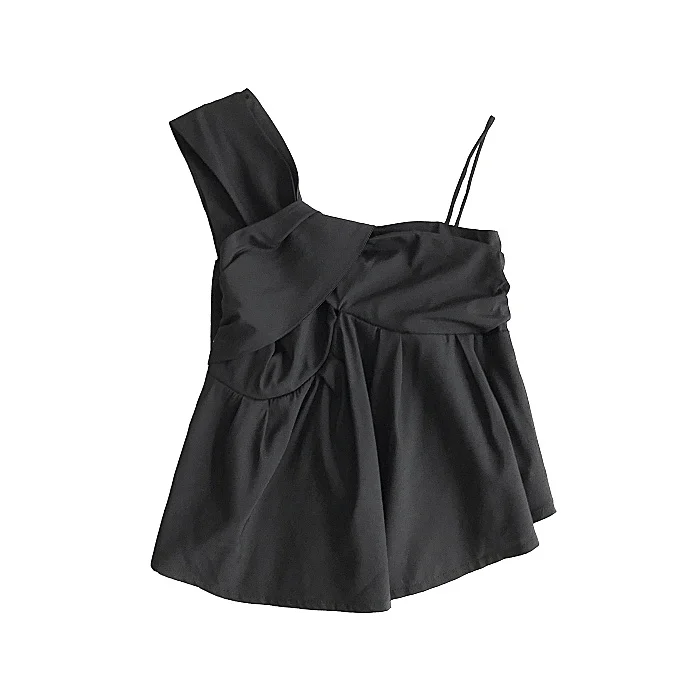 

sexy summer one shoulder spaghetti strap tops blouses shirts for women white black sleeveless top blouse shirt womens cothing