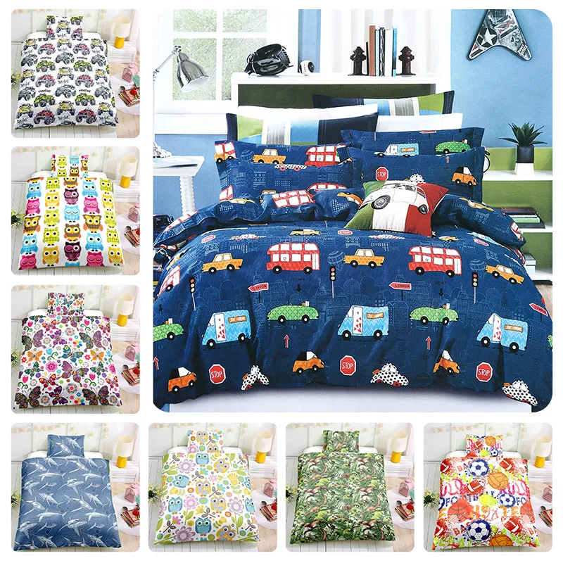 Hot Sale Cartoon Street Bus Car Bedding Set Duvet Cover Set With