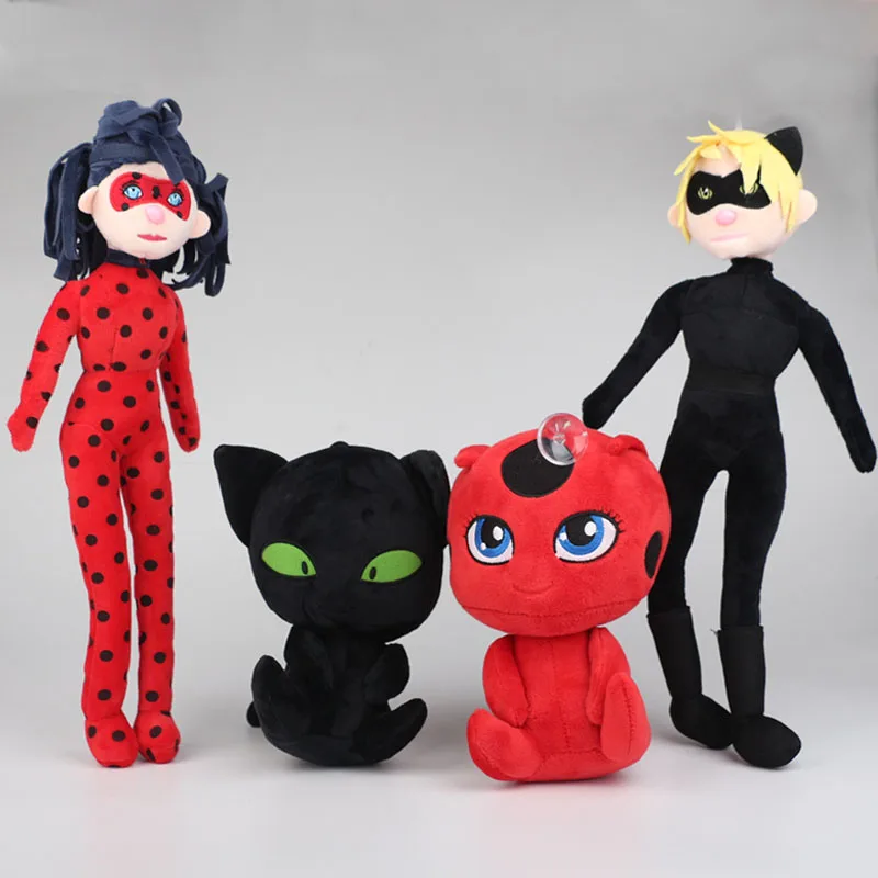 

15-40cm Ladybug Girl Plush Toys Doll Plagg and Tikki Cat Noir Lady Bug Adrien Marinette Plush Pendant Soft Stuffed Toys for Kids