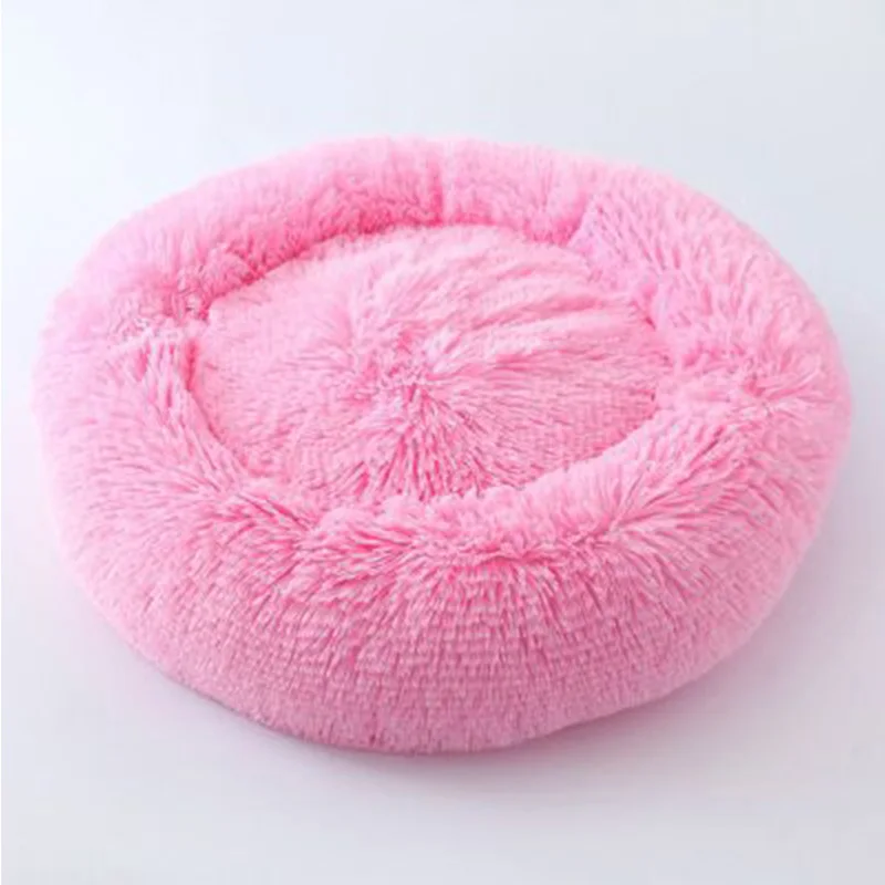 Плюшевые домашние животные круглая кровать для собаки коврики для щенка Маленькие Средние собаки теплый шезлонг спальная корзина собака кошка дышащая подушка кровати - Цвет: Pink