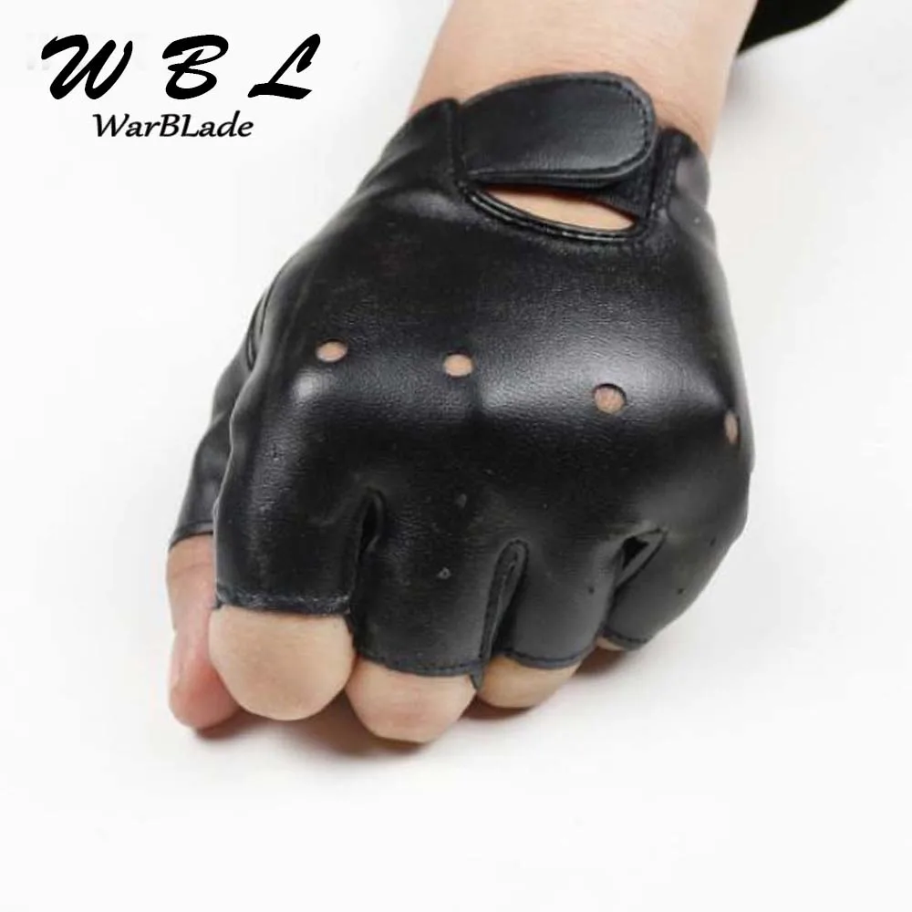 Leather Gloves for Kids Boy Girls Fingerless Gloves Chilidren Half Finger Mittens Breathable Black Gants enfants High Qualtiy