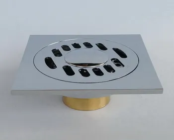 

Chrome Solid Brass Bathroom Square Shape Floor Shower Drain Strainer Chr010