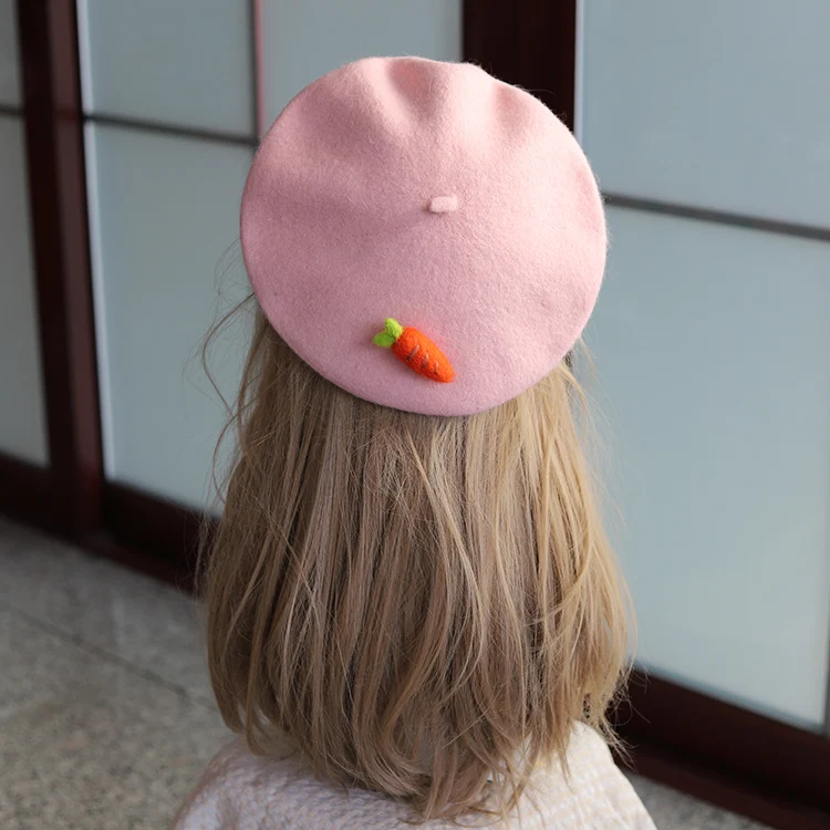 3 цвета береты Лолиты полушерстяная шапка Для женщин девочек морковь осень-зима сладкий Кепки