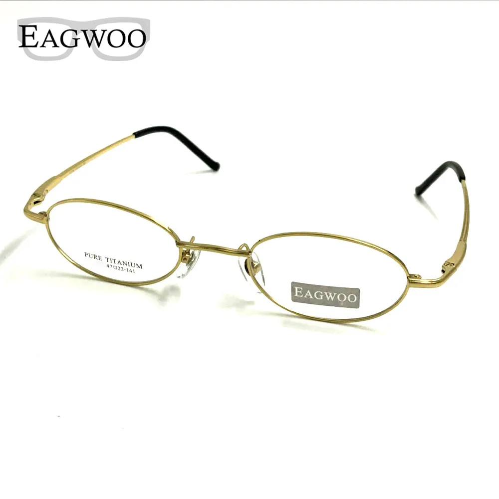 US $24.29 Pure Titanium Eyeglasses Small Optical Frame Suitable For High Strength Power Prescription Glasses Oval Shape Spectacle 1699