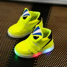 Com Luz LED Primavera Desenhos Animados Meninos Meninas Tênis de Flash Crianças Luminosas Sapatos de Desporto Respirável Botas Bebê Criança Sapatos Monstro