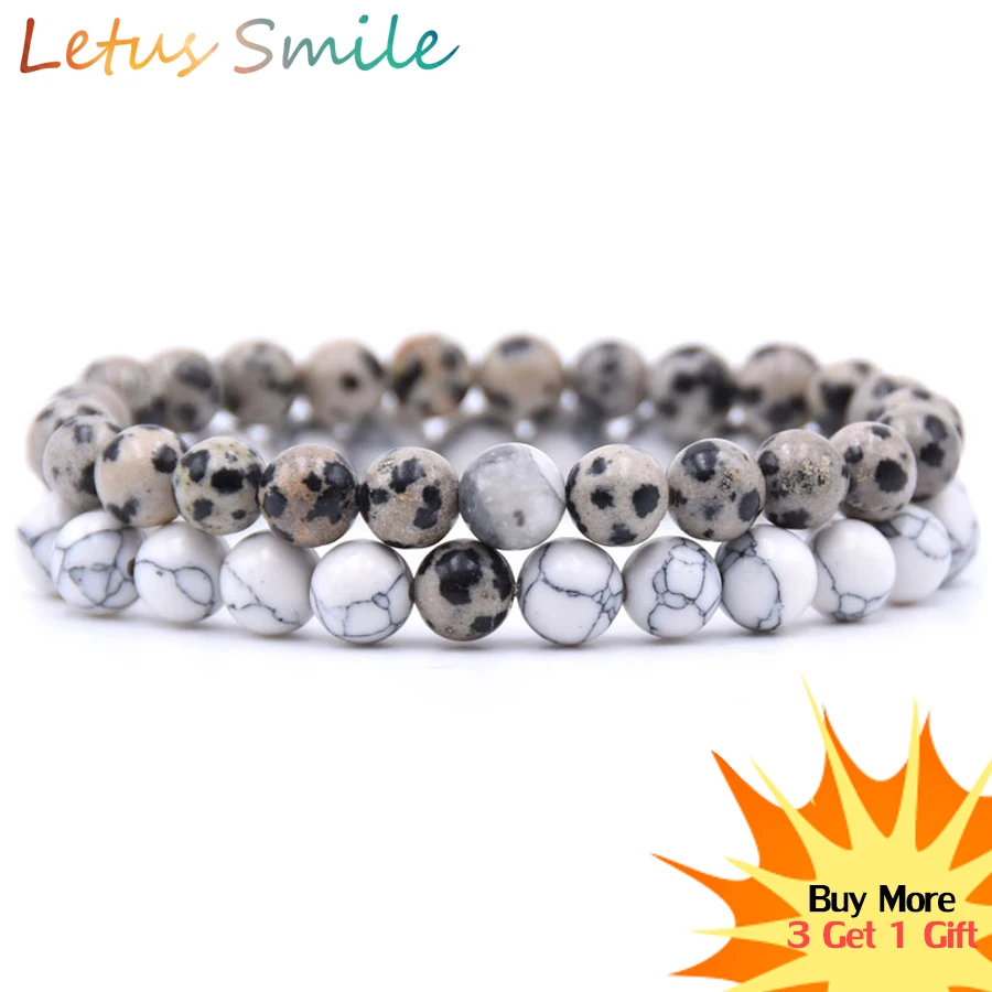 

Spot Stone Balance Strand Bracelets for Women White Turquoises Healing Beaded Bracelet Fashion Nature Stone Bead Jewelry Braslet
