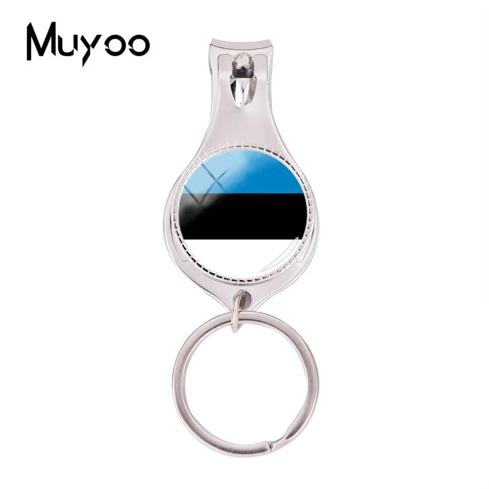 

2018 Fashion Estonia Flag Multifunctional Keychain Handmade Nail Clipper Keyring Silver Glass Dome Jewelry Nail Clippers