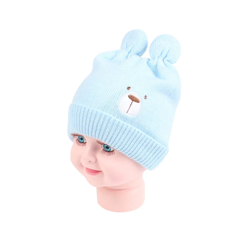 Bear Cotton Baby Hat Beanie Warm Winter Newborn Beanie Hat Cute Ears Knitted Baby Girls Hat Soft Comfortable Cradle Beanie New  (16)