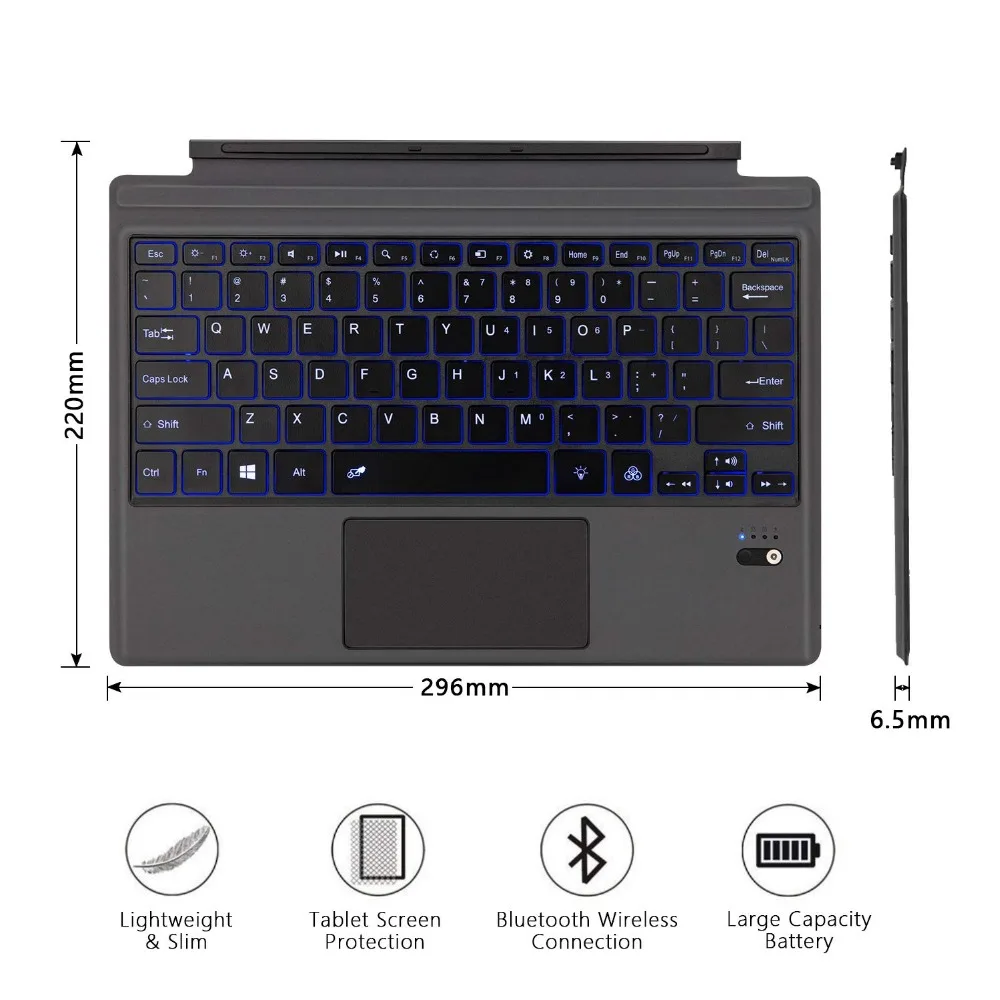 Megoo Surface Pro 4 Тип крышка клавиатура Bluetooth беспроводная клавиатура с подсветкой для microsoft Surface Pro 6/4/5/3 новых Surface Pro