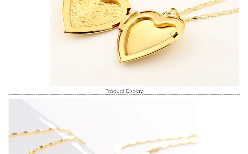 Bohemian Gold Pendant Necklace Women Long Heart Locket Necklace Open Photo Frame Memory Friendship Necklaces Fashion Jewelry (3)