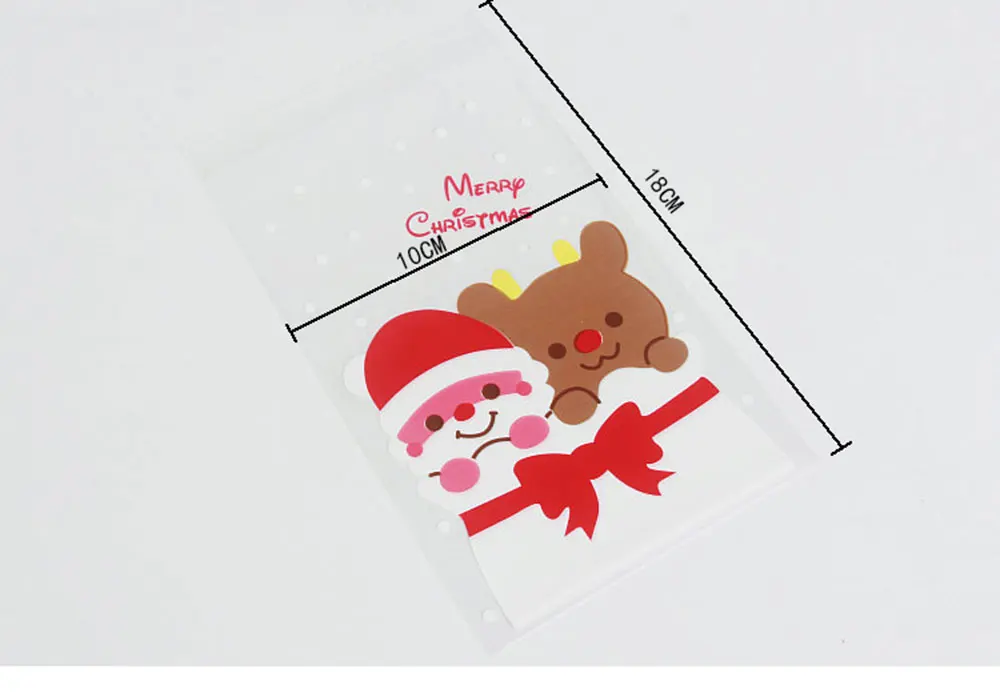 25 шт./лот 10X15+ 3 см Санта Клаус клейкий мешок Печенье diy Подарочный мешок для Рождества Год Вечерние мешок для упаковки еды, конфет
