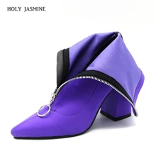 2019 Spring Slim Stretch Ankle Boots for Women Pointed Toe Sock Boots Square High Heel Boots Shoes Woman Fashion Bota Feminina fashion spring summer women ankle boots pointed toe stretch sock boots woman shoes big size 35 46 thin high heels shoes woman