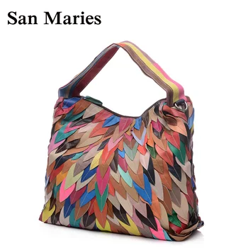 

San Maries Brand Handbag Women Shoulder Bag Female Casual Large Tote Bags Colorful Patchwork Ladies Hobos