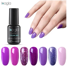 Inagla Гель-лак 8 mlфиолетовая серия 24 цвета лак для ногтей Гель-лак для нейл-арта замочить от Vernis стойкий Цветной Гель-лак для ногтей